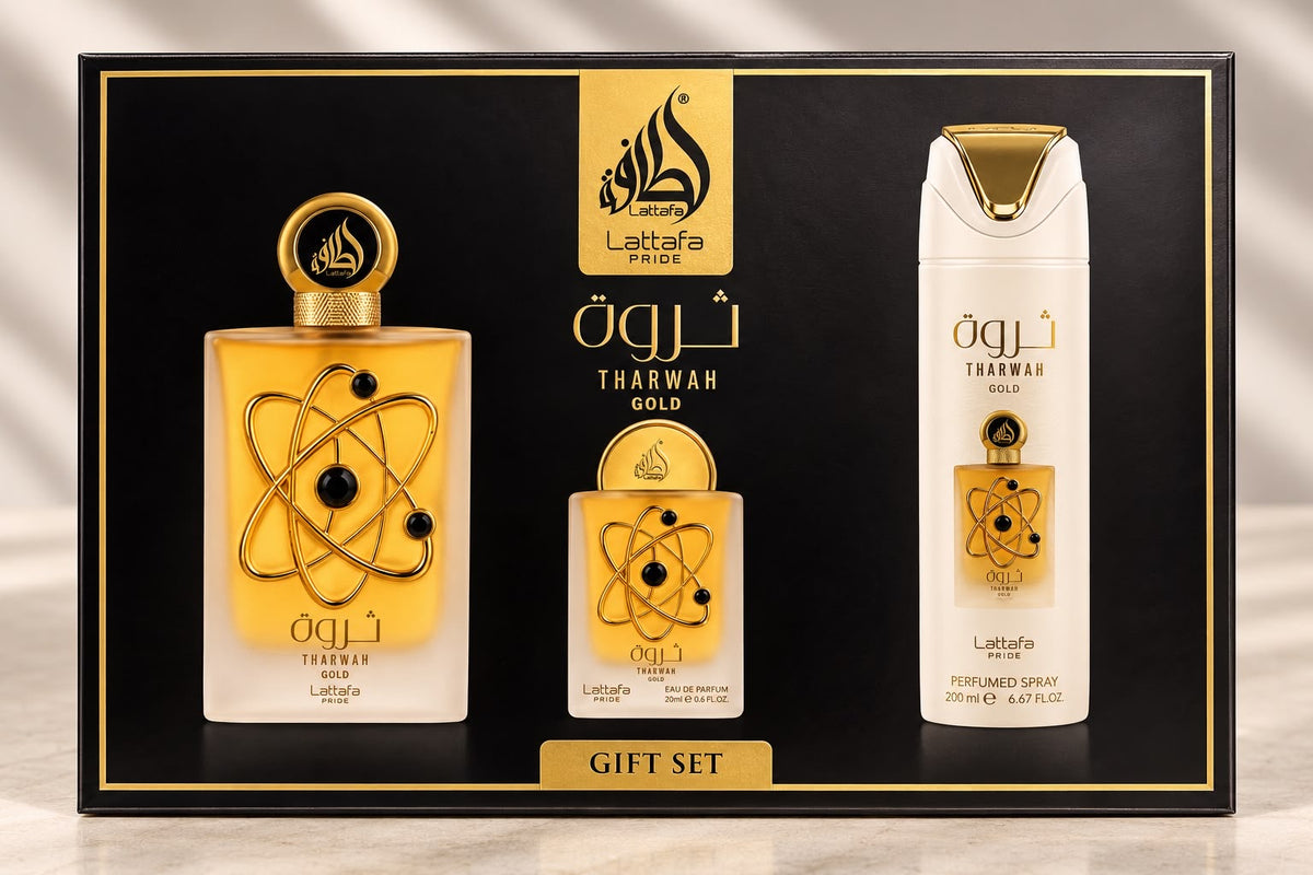 Lattafa Tharwah Gold 3-Piece Gift Set – Eau de Parfum