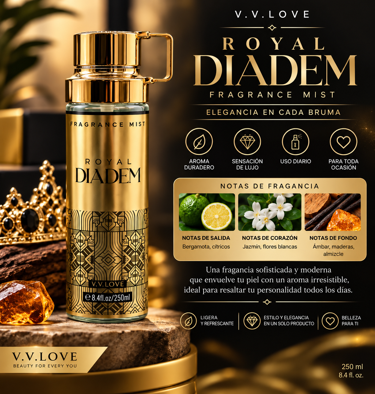 V.V. Love Royal Diadem Fragrance Mist — 250 ml / 8.4 fl oz